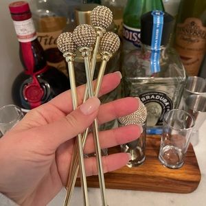 Z Gallerie Victoria Gold Cocktail Stirrers - Set of 4 Brand New